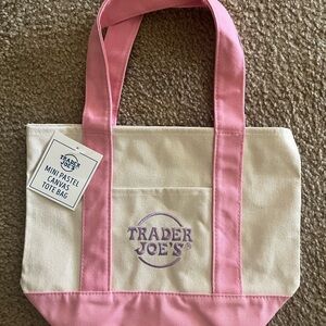 Trader Joe's Pink and Cream Canvas Tote Bag